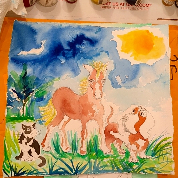 Hand signed original watercolor painting "New Colt" - Picture 3 of 7